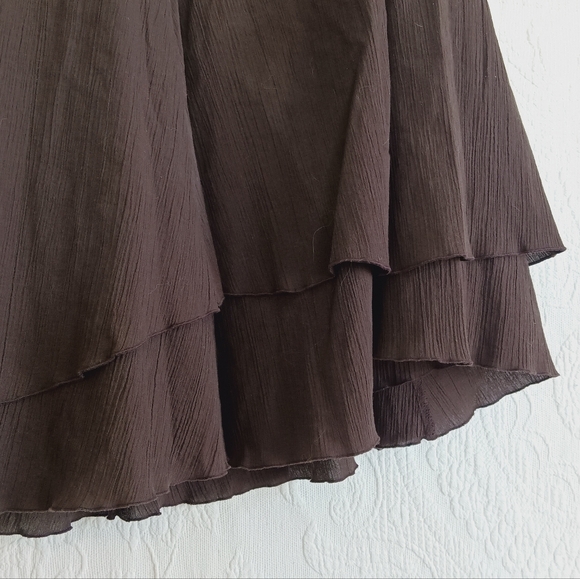 The Limited Chocolate Brown A-Line Skirt Ruffled Layers Full Knee Length Western - Picture 4 of 9